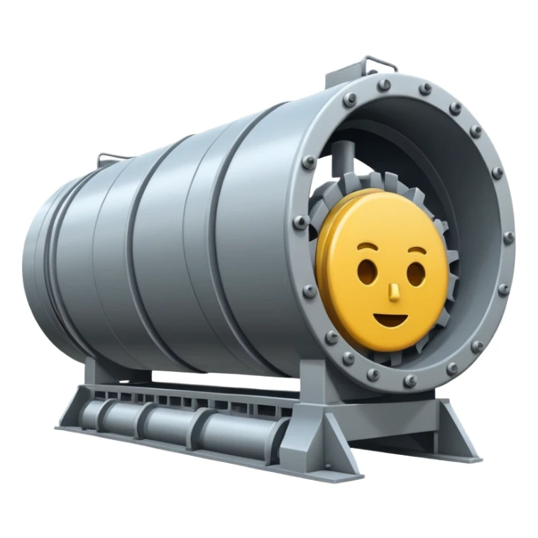 Emoji-style illustration of a tunnel boring machine, flat vector look, bold outlines, minimal details, no background sticker