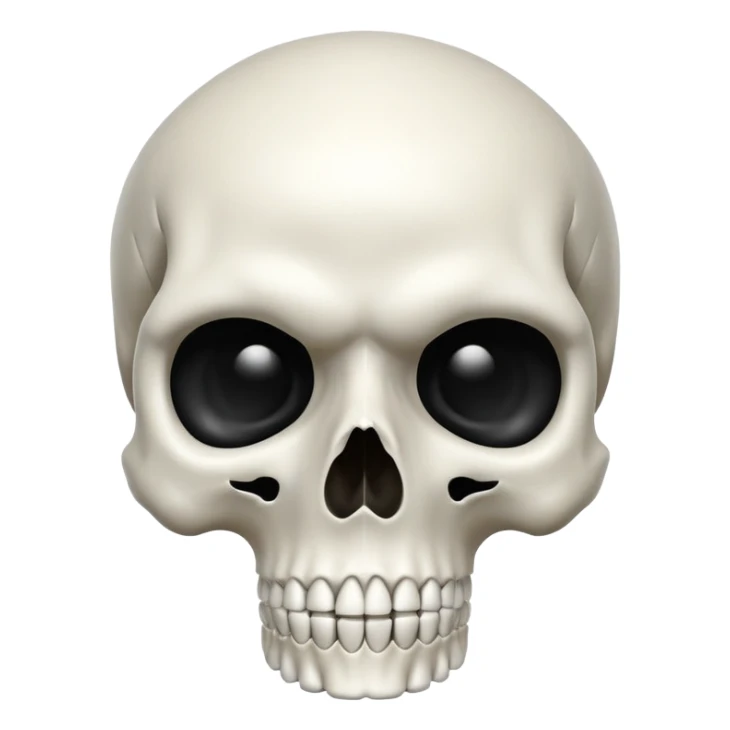 white skull, clean and smooth, detailed features like eye sockets, nasal cavity, and teeth sticker