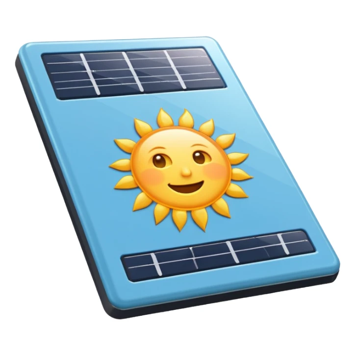 rectangualar solar panel with sun in background mainly using the color #4fd1d9 for the panel itself sticker
