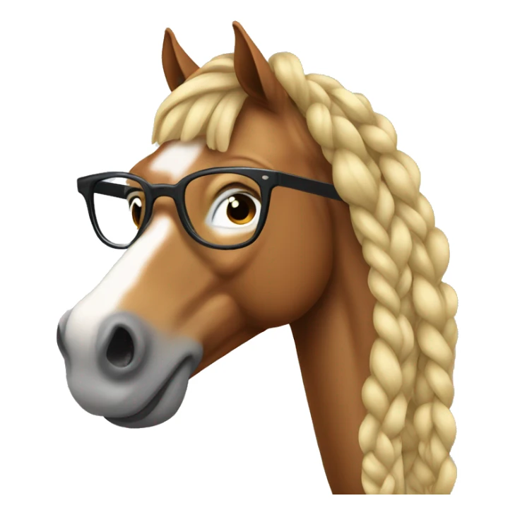 Horse wearing glasses and long braided hair sticker
