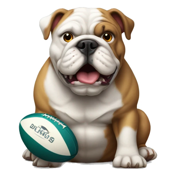 bulldog with rugby ball sticker