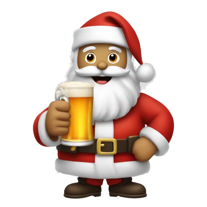 Santa holding a beer with a thumbs up  sticker
