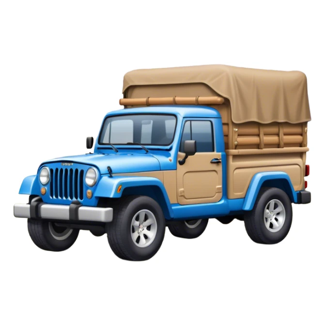 Blue jeep truck with trunk truck bed sticker