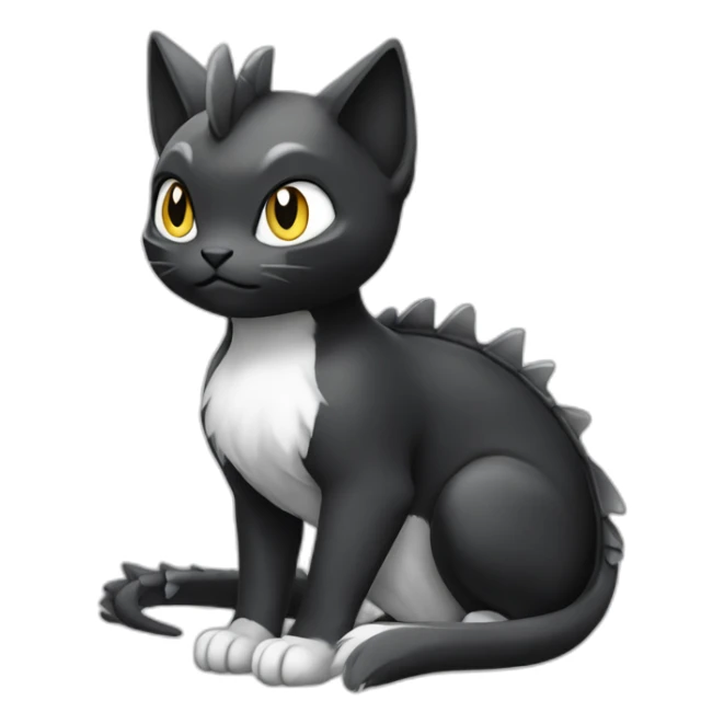Sitting-Black-and-White-cat-dragon-type-pokemon sticker