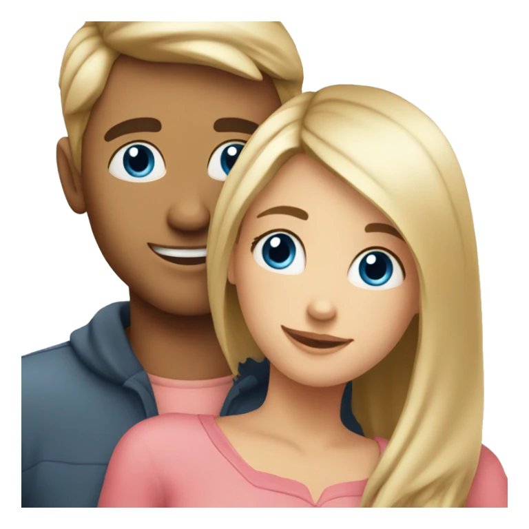 couple hug with warm smiles girl with blue eyes sticker