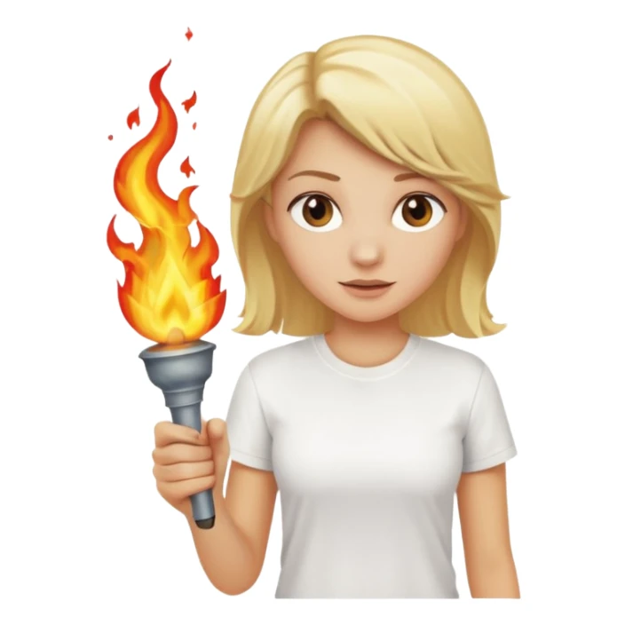 white tshirt blonde woman The torchbearer sticker