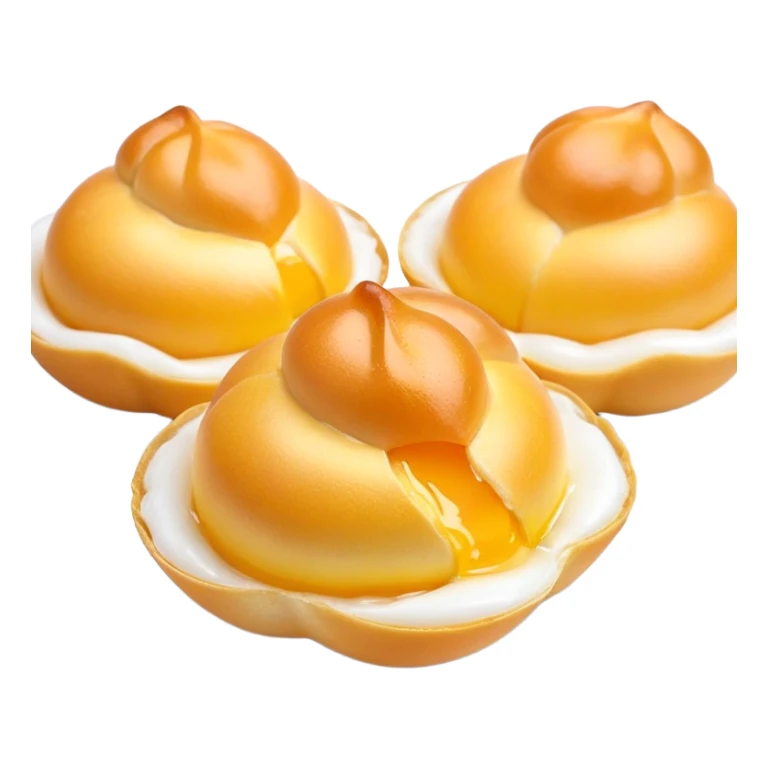 3D rendered traditional Hong Kong 鸡蛋仔 (egg puffs) fresh from mold with steam, distinctive egg-shaped bubbles, vibrant golden yellow, hyper-realistic texture, glossy surface, detailed bubbles sticker