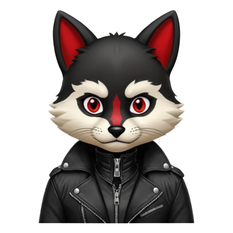 Anthropomorphic Anthro Furry punky gothic black white and red badass cool stylish handsome smexy Animal-furry-fursona sticker