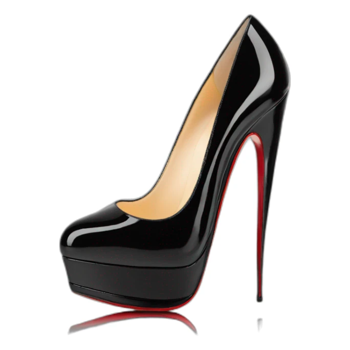 One WEDGE heel LOUBOUTIN black leather PATENT sticker