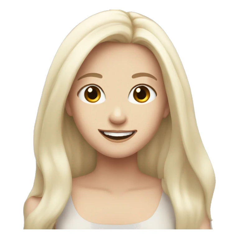 Pale girl with long black hair smiling  sticker