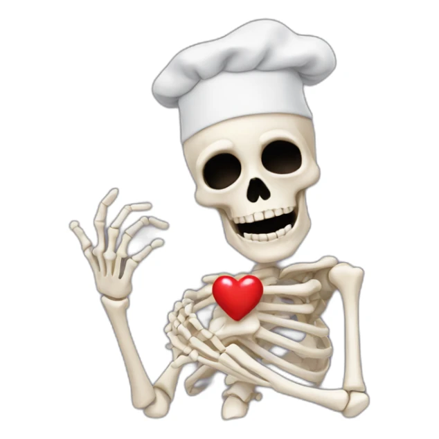 skeleton Chef's Kiss Pinched Finger heart sticker