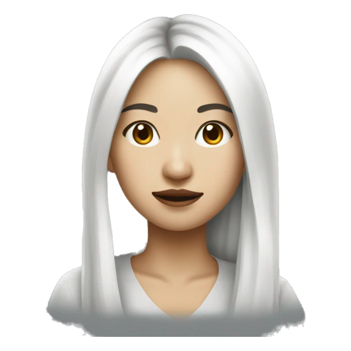 asian female designer, white skin, painting headshot sticker