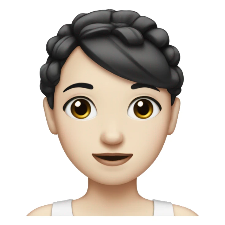 pale girl with black hair and bow face  sticker