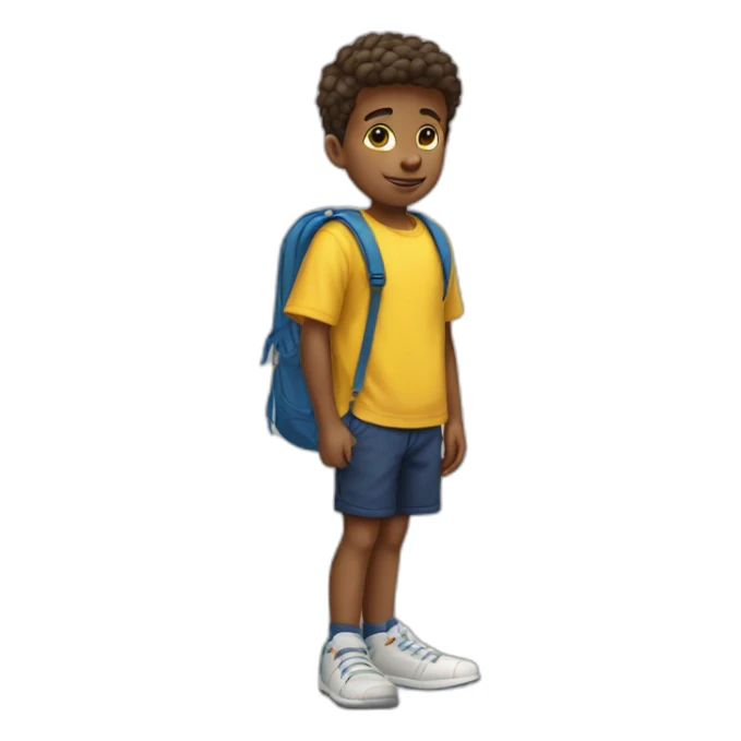 kid student wearing yellow shirt and deep blue shorts sticker