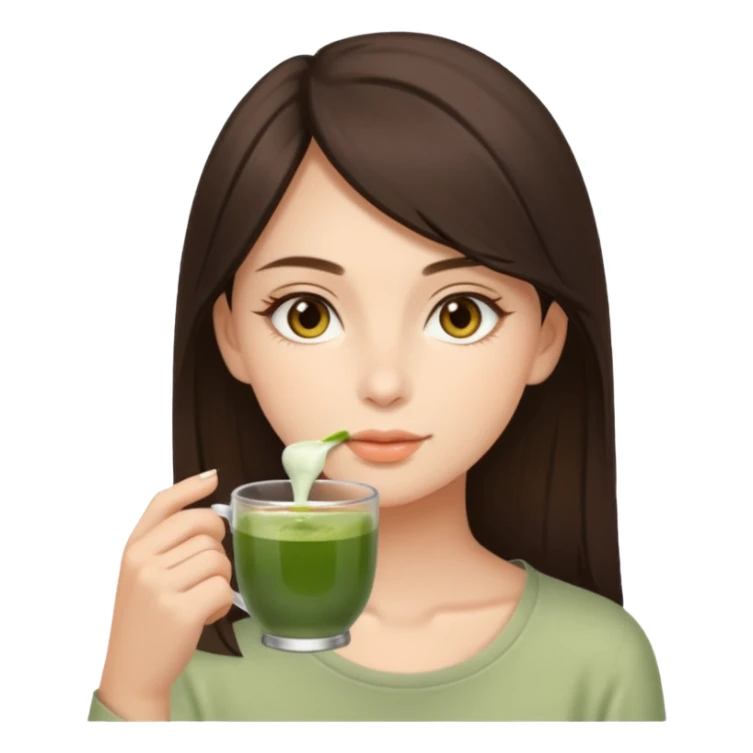 beautiful brunette , with light brown eyes (let's call her kami), sipping matcha sticker
