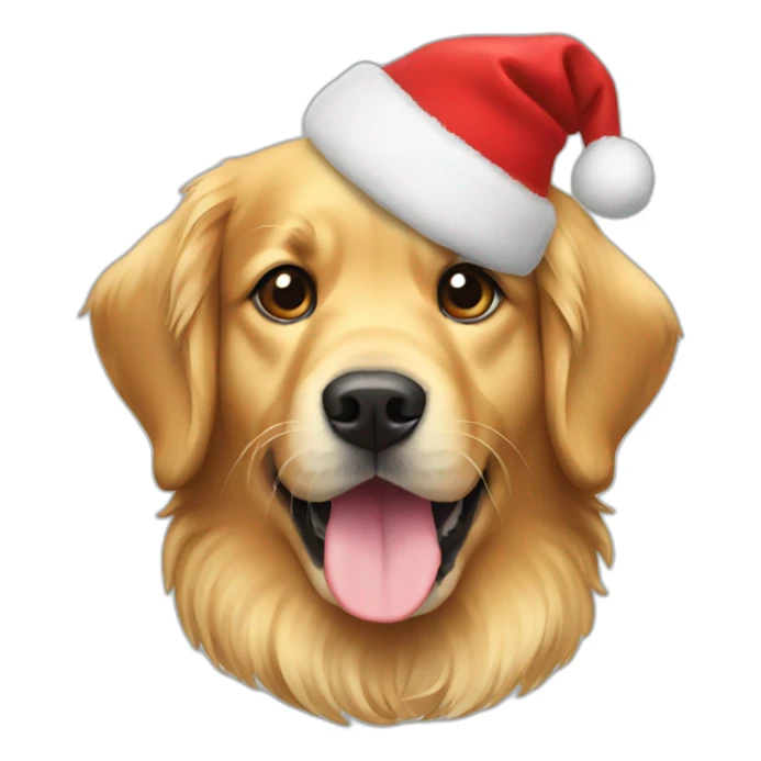golden retriever with christmas hat sticker