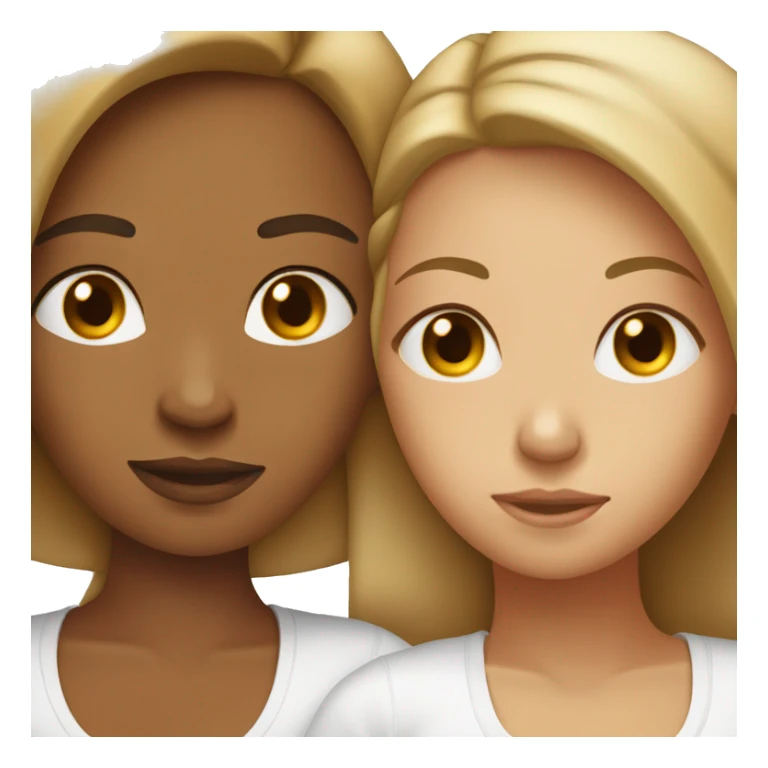 Two girls one  tan one white laying in bed together  sticker