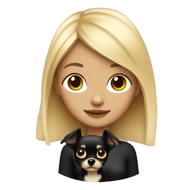Blonde girl with black chihuahua sticker