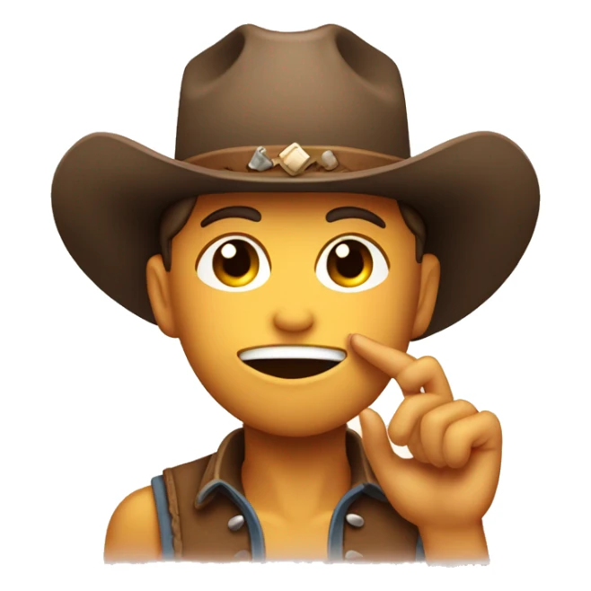 Blushing with hand over mouth and a cowboy hat cute  sticker