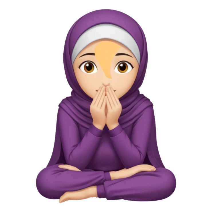 Hijabi girl sitting and hiding her face from her hands sticker