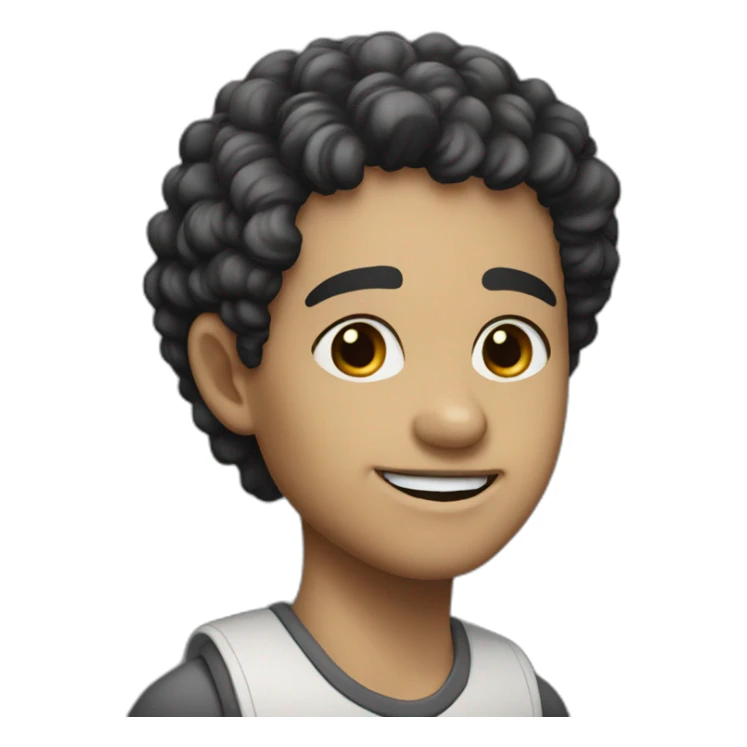 Young cobbler, white skin, black curly short hair, black eyes sticker