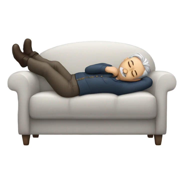 Man with grey hair and moustache sleeping in sofa sticker