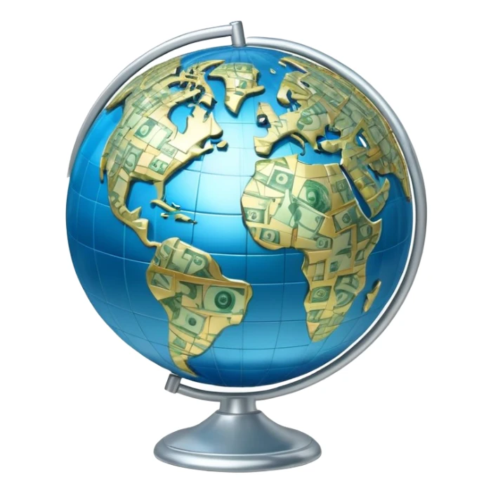 Globe with dollar signs, representing global finance and money world sticker