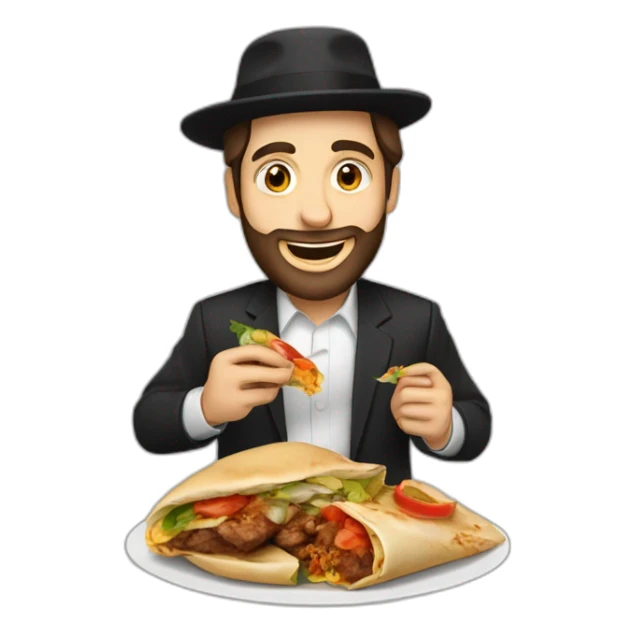 A orthodox jewish man eating döner kebap sticker