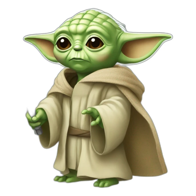 yoda with a baguette instead of lightsaber sticker