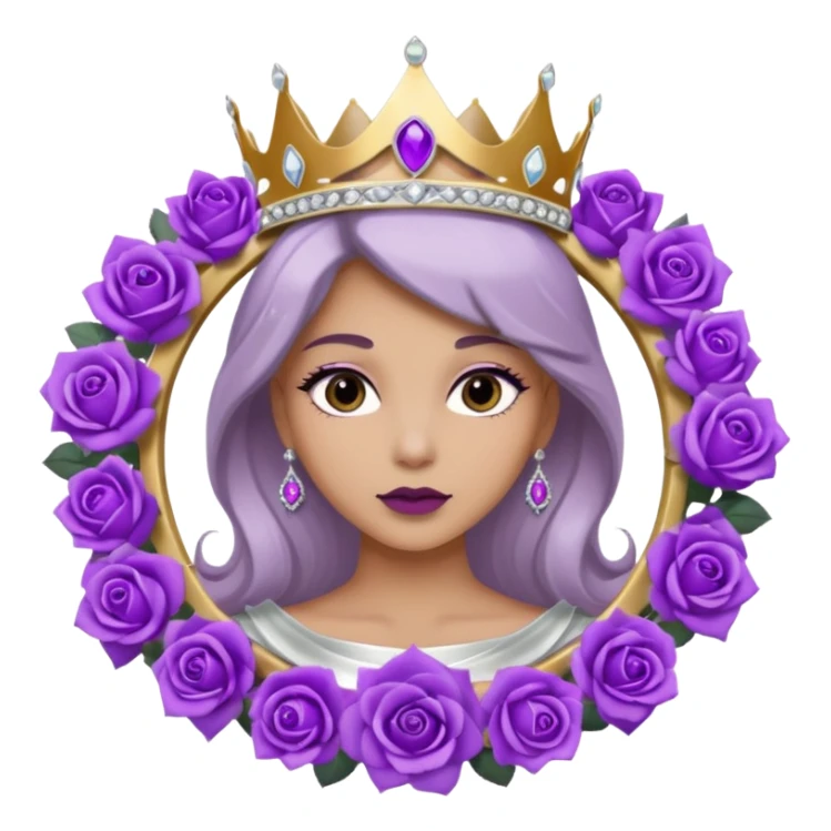 Purple shadow rose flower silver circle plaque with silver tiara sticker