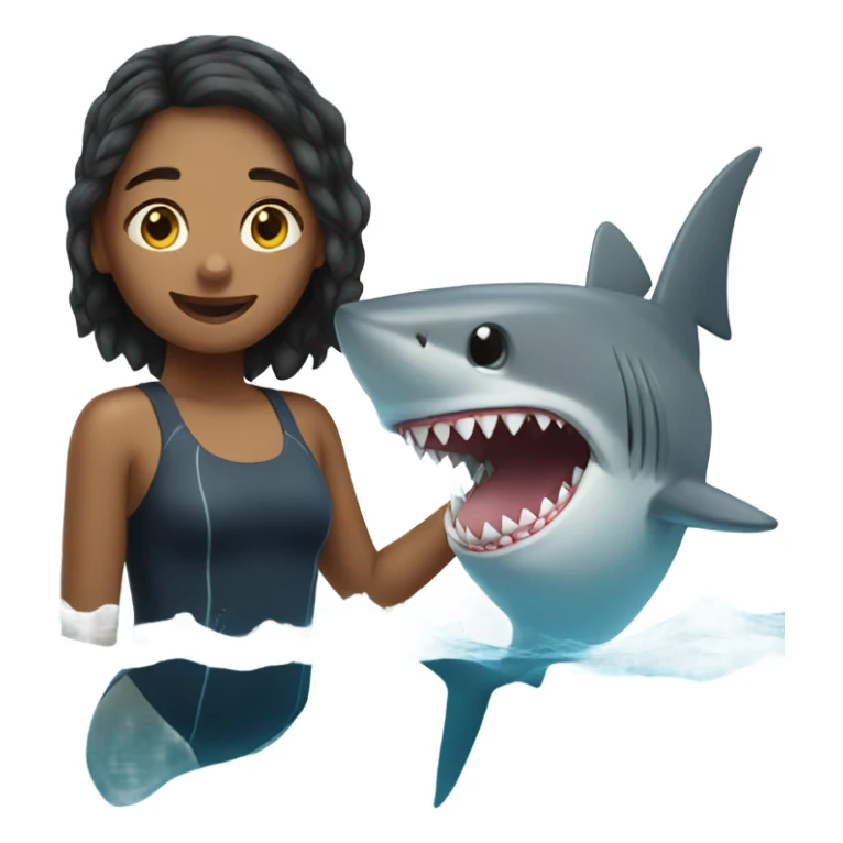 Girl swimming with shark sticker