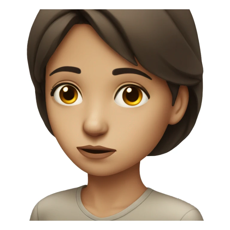 Sad brunette girl with skew nose sticker