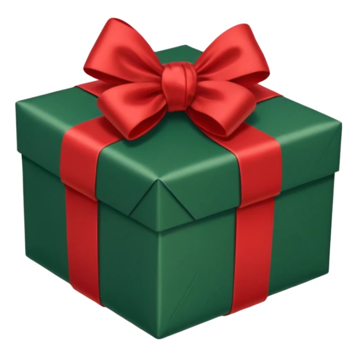 christmas gift with hunter green color and red bow sticker