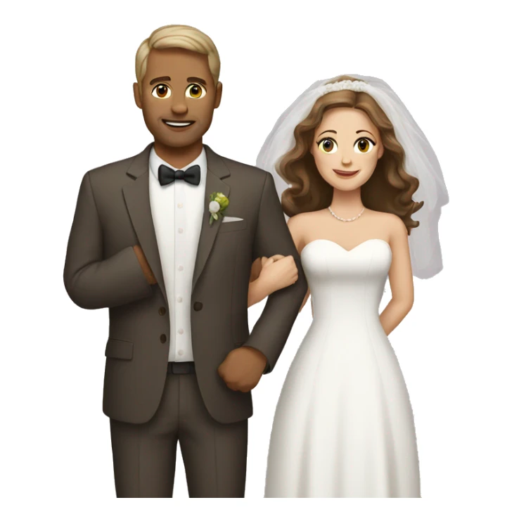 white married couple brown hair sticker