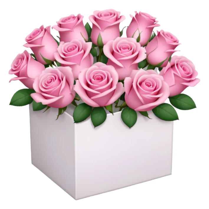 bouquet of pink 30 roses in a white box，no leaves sticker
