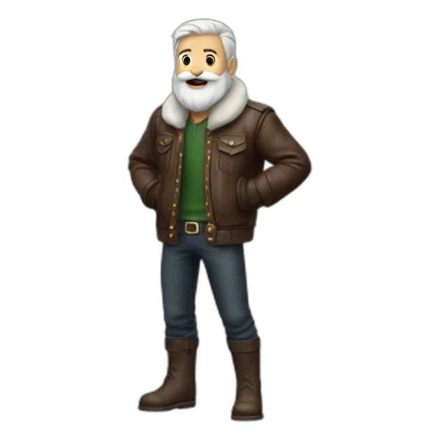 biff wiff santa beard wearing a leather jacket (full body, ios17) sticker
