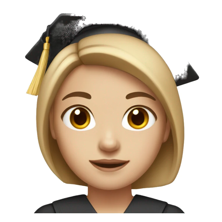 white-skin girl with light brown hair and brown eyes with graduation attire sticker