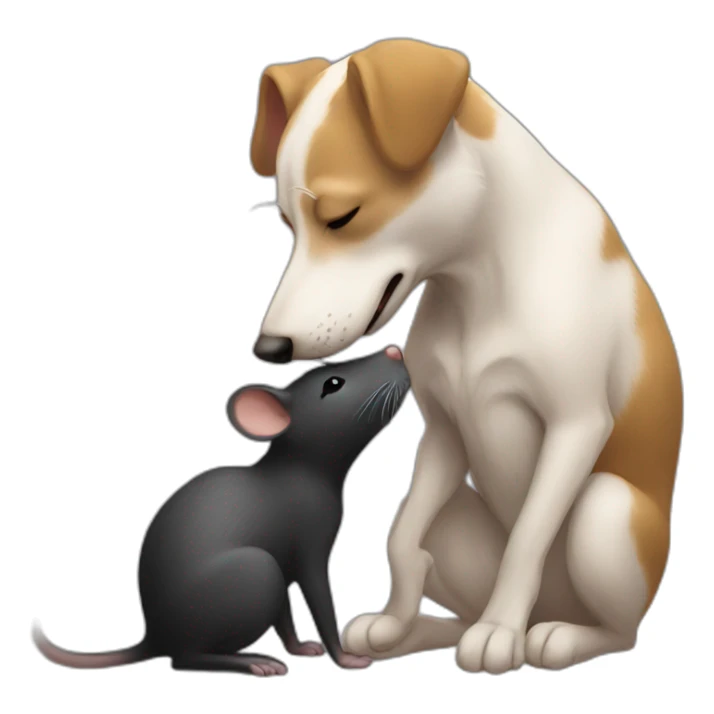 A black rat kissing a dog sticker