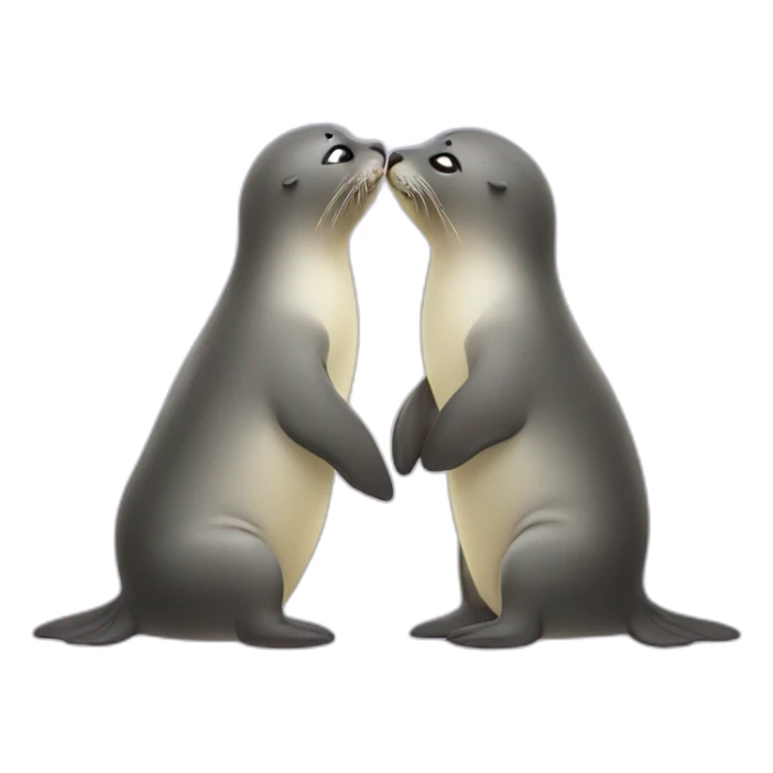 Cute kissing seals in a heart sticker