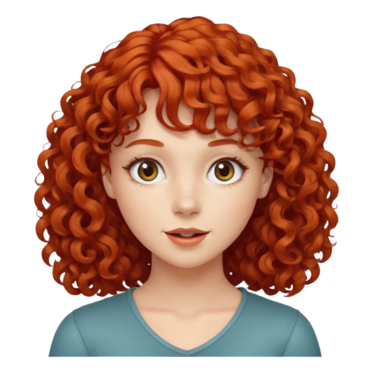 Mulher ruiva cabelo cacheado com franja rebelde  sticker