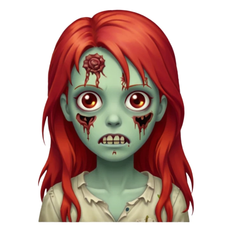 Zombie girl franja ruiva cabelo comprido  sticker