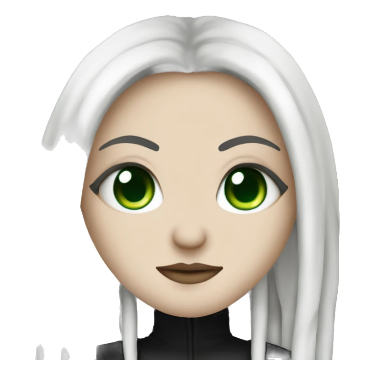 White girl, anonymous, cyberpunk black dreadlocks, green eyes, gothic sticker