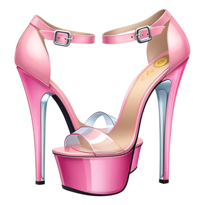ultra realistic pair of platform open toe pink glass heels sticker