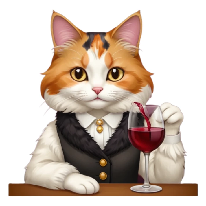 Fancy cat with a cup of wine sticker