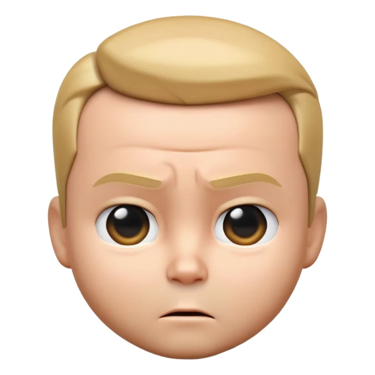 "Create a 3D emoji of Big Boss Baby’s face with his sharp suit collar peeking out, slicked-back hair, and a serious, confident expression." sticker