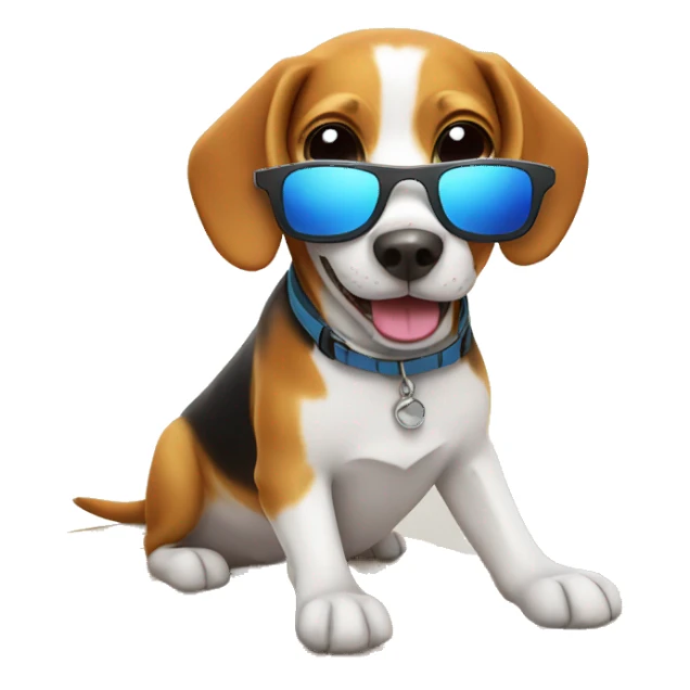 Happy beagle surfing in the sun with sunglasses sticker