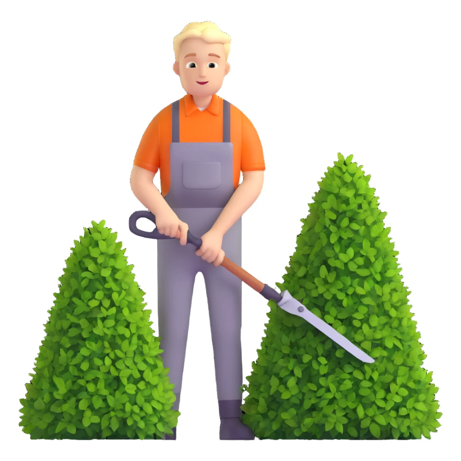 dedicated young white male gardener trimming bushes sticker