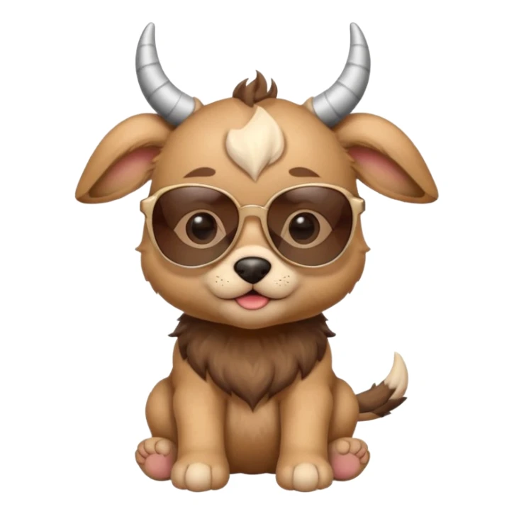 baby puppy with horns and sunglasses sticker