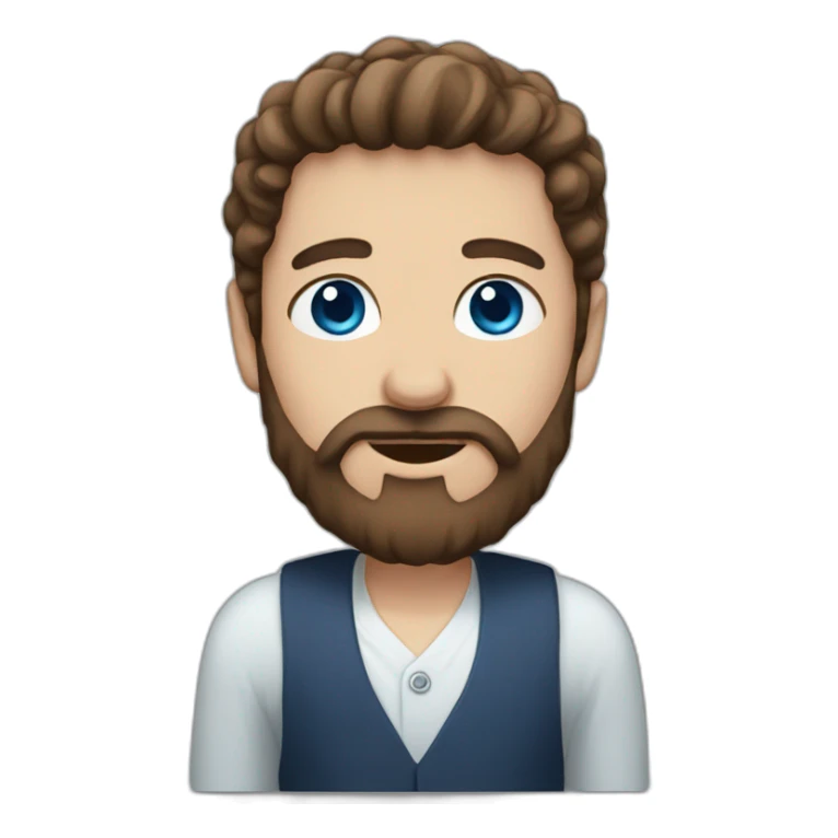 jewish with blue eyes, long beard, short brown hair sticker
