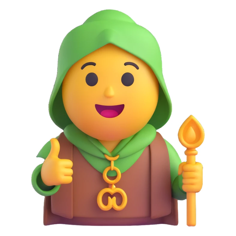 Create a realistic emoji character named Master Hunt. The background should be transparent , for positive work culture. sticker